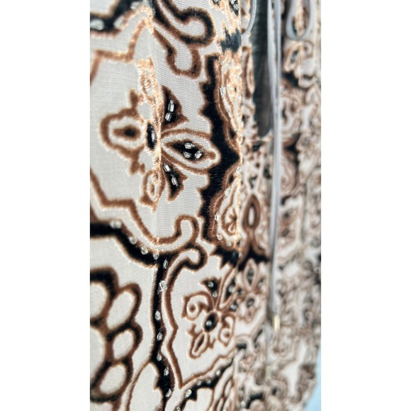 Hale Bob Gray Beaded Collar Velvet Burnout Blouse - Size Small - Picture 5 of 11